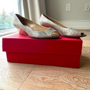 Jimmy Choo Glitter Peep Toe Pumps